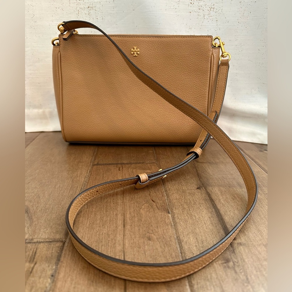 Tory Burch Tan Pebble Leather Crossbody Bag